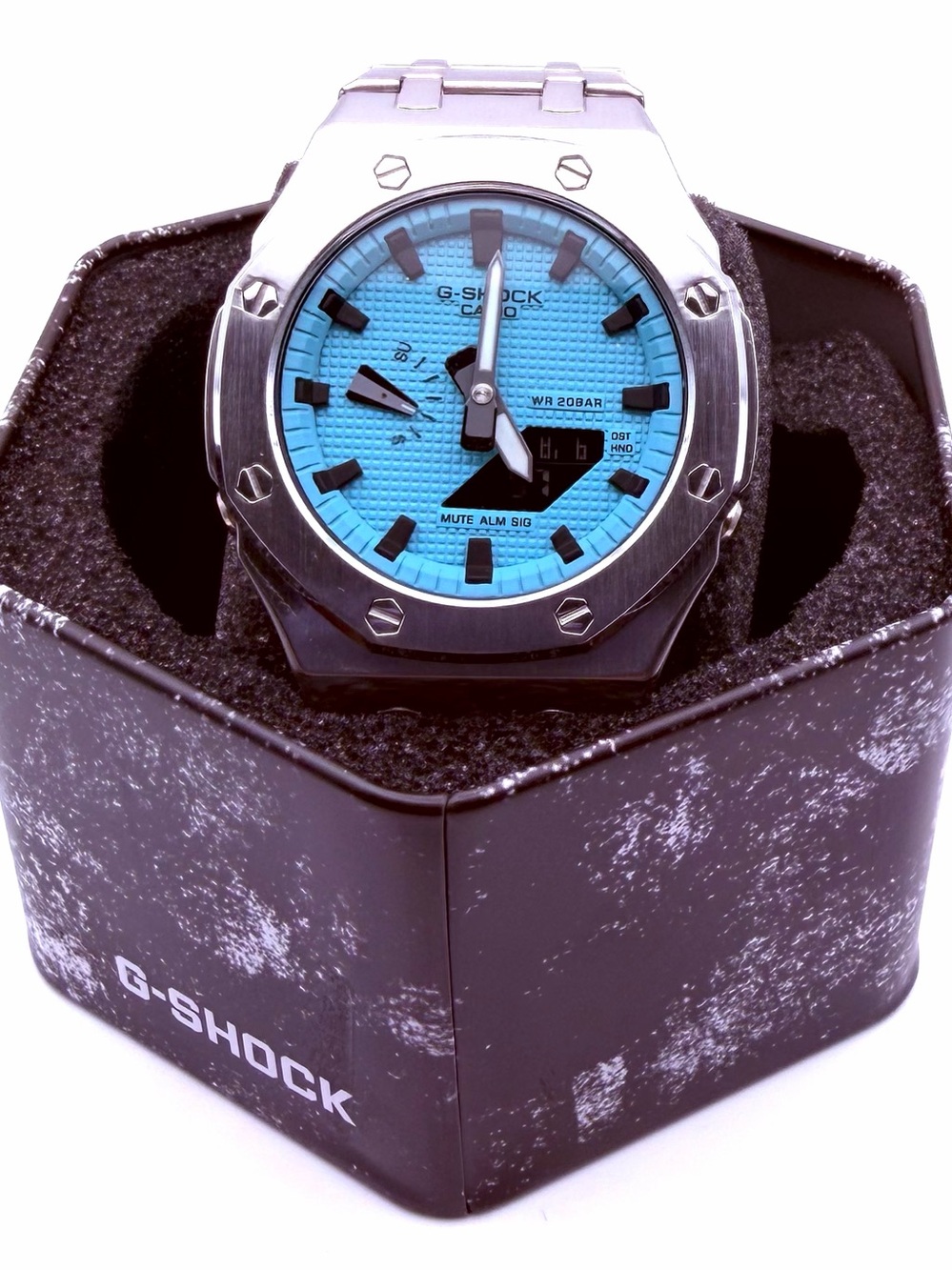 G-Shock Stainless Steel Watch with Tiffany Blue Dial
